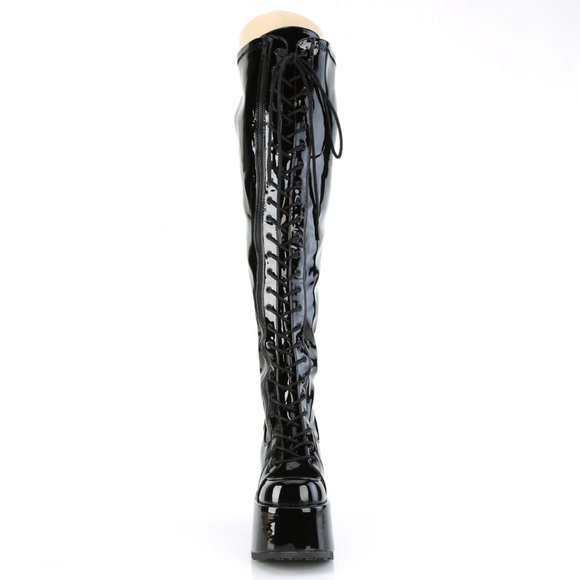Gothic Platform Wide Calf Lace Up Thigh High Boots - Picture 3 of 5